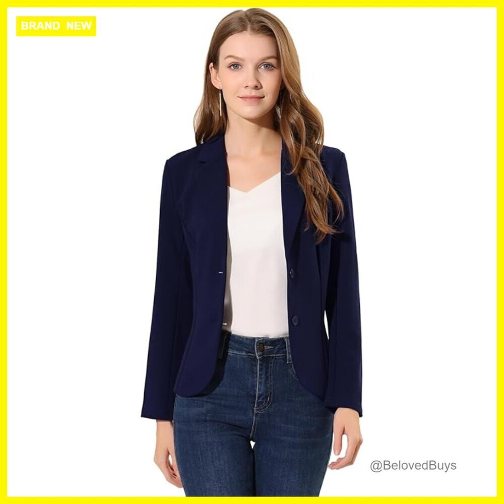 Stretch Knit Blazer Lapel Collar Long Sleeve Work Office Jacket